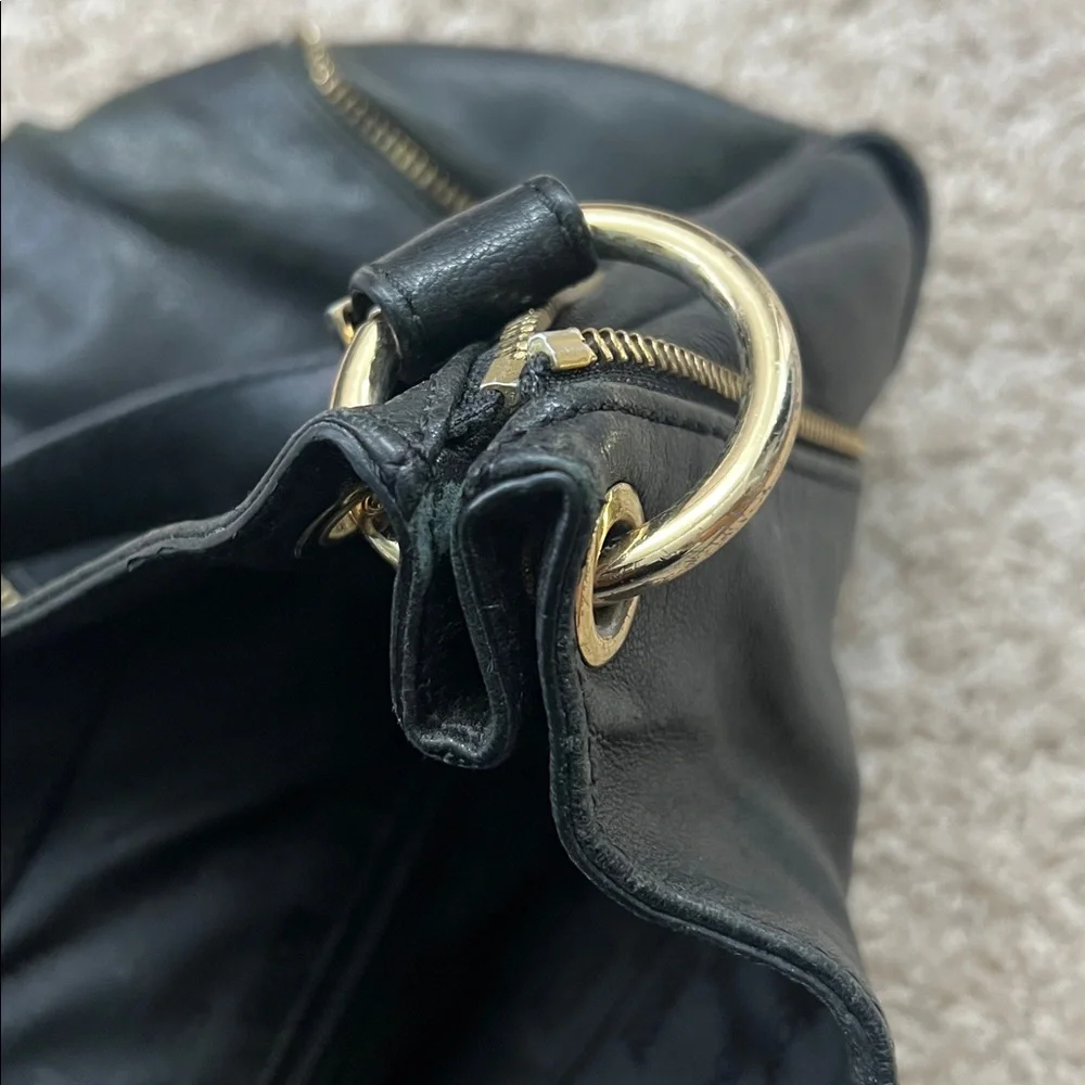 Michael Kors Black Shoulder Bag with Gold Accents